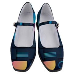 Gradient Geometric Shapes Dark Background Women s Mary Jane Shoes by Vaneshart