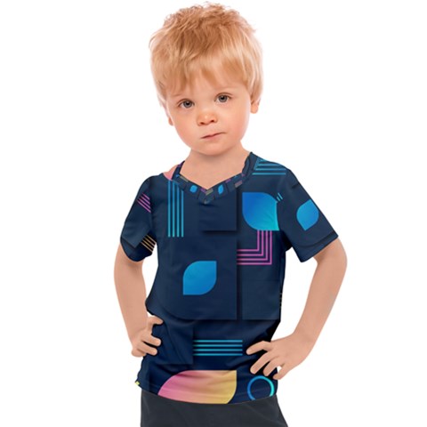 Gradient Geometric Shapes Dark Background Kids  Sports Tee by Vaneshart