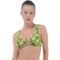 Seamless Pattern With Green Leaves Ring Detail Bikini Top by Vaneshart