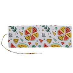 Seamless-hipster-pattern-with-watermelons-mint-geometric-figures Roll Up Canvas Pencil Holder (m) by Vaneshart