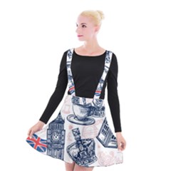 London-seamless-pattern Suspender Skater Skirt by Vaneshart