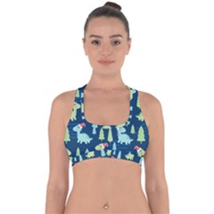 Cute-dinosaurs-animal-seamless-pattern-doodle-dino-winter-theme Cross Back Hipster Bikini Top  by Vaneshart