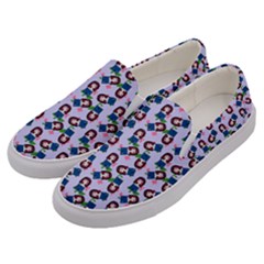 Goth Girl In Blue Dress Lilac Pattern Men s Canvas Slip Ons by snowwhitegirl