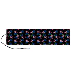 Goth Girl In Blue Dress Black Pattern Roll Up Canvas Pencil Holder (l) by snowwhitegirl