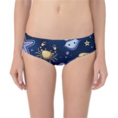 Marine Seamless Pattern Thin Line Memphis Style Classic Bikini Bottoms by BangZart