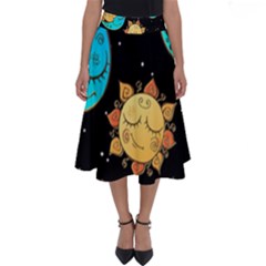Seamless Pattern With Sun Moon Children Perfect Length Midi Skirt by BangZart