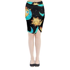 Seamless Pattern With Sun Moon Children Midi Wrap Pencil Skirt by BangZart