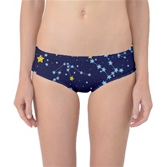 Seamless Pattern With Cartoon Zodiac Constellations Starry Sky Classic Bikini Bottoms by BangZart