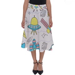 Cute Seamless Pattern With Space Perfect Length Midi Skirt by BangZart