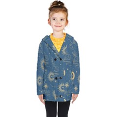 Seamless Galaxy Pattern Kids  Double Breasted Button Coat by BangZart