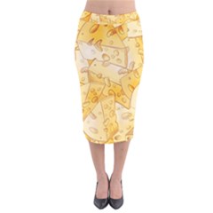 Cheese Slices Seamless Pattern Cartoon Style Velvet Midi Pencil Skirt by BangZart