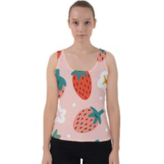 Strawberry Seamless Pattern Velvet Tank Top by BangZart