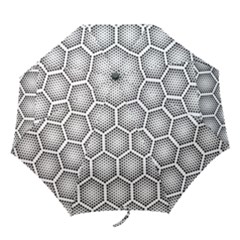 Halftone Tech Hexagons Seamless Pattern Folding Umbrellas by BangZart