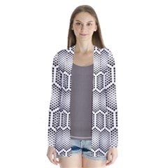 Halftone Tech Hexagons Seamless Pattern Drape Collar Cardigan by BangZart