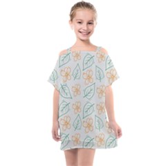 Hand Drawn Cute Flowers With Leaves Pattern Kids  One Piece Chiffon Dress by BangZart