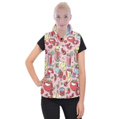 Tomato Seamless Pattern Juicy Tomatoes Food Sauce Ketchup Soup Paste With Fresh Red Vegetables Women s Button Up Vest by BangZart