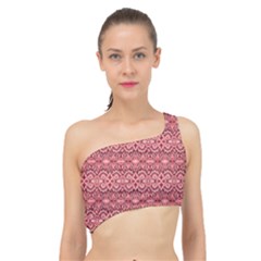 Pink Art With Abstract Seamless Flaming Pattern Spliced Up Bikini Top  by BangZart