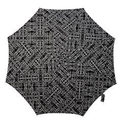 Linear Black And White Ethnic Print Hook Handle Umbrellas (medium) by dflcprintsclothing