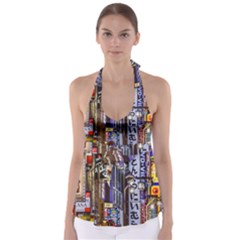 Shinjuku District Urban Night Scene, Tokyo Japan Babydoll Tankini Top by dflcprintsclothing
