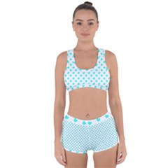 White Light Blue Hearts Pattern, Pastel Sky Blue Color Racerback Boyleg Bikini Set by Casemiro