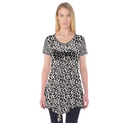 Leopard Spots Pattern, Geometric Dots, Animal Fur Print Short Sleeve Tunic  by Casemiro