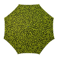 Leopard Spots Pattern, Yellow And Black Animal Fur Print, Wild Cat Theme Golf Umbrellas by Casemiro