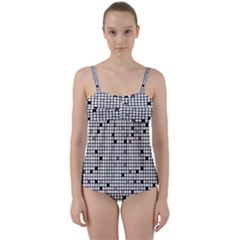 Pattern Petit Carreaux Twist Front Tankini Set by kcreatif