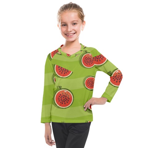 Seamless Background With Watermelon Slices Kids  Long Mesh Tee by BangZart