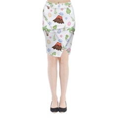 Cute Palm Volcano Seamless Pattern Midi Wrap Pencil Skirt by BangZart