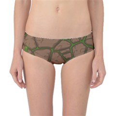 Cartoon Brown Stone Grass Seamless Background Texture Pattern Classic Bikini Bottoms by BangZart