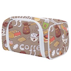 Vector Seamless Pattern With Doodle Coffee Equipment Toiletries Pouch by BangZart