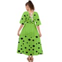 Bubbles at Strings Lemon Green and black, geometrical pattern Kimono Sleeve Boho Dress View2