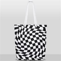Weaving Racing Flag, Black And White Chess Pattern Full Print Rope Handle Tote (small) by Casemiro