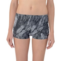 Black And White Rocky Texture Pattern Reversible Boyleg Bikini Bottoms by dflcprintsclothing