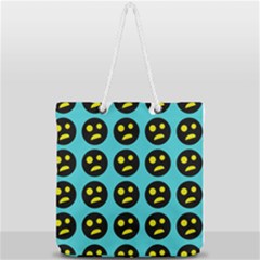 005 - Ugly Smiley With Horror Face - Scary Smiley Full Print Rope Handle Tote (large) by DinzDas