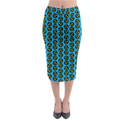 0059 Comic Head Bothered Smiley Pattern Midi Pencil Skirt by DinzDas