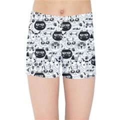 Cute Cat Faces Pattern Kids  Sports Shorts by TastefulDesigns