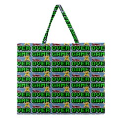 Game Over Karate And Gaming - Pixel Martial Arts Zipper Large Tote Bag by DinzDas