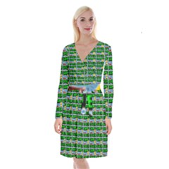 Game Over Karate And Gaming - Pixel Martial Arts Long Sleeve Velvet Front Wrap Dress by DinzDas