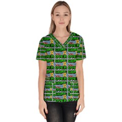Game Over Karate And Gaming - Pixel Martial Arts Women s V-neck Scrub Top by DinzDas