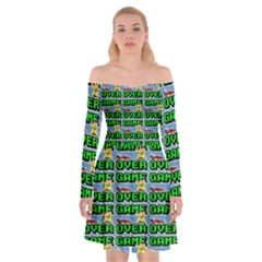 Game Over Karate And Gaming - Pixel Martial Arts Off Shoulder Skater Dress by DinzDas