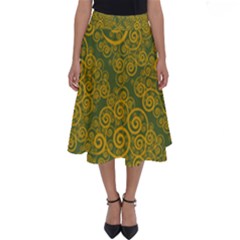 Abstract Flowers And Circle Perfect Length Midi Skirt by DinzDas
