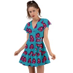 Little Devil Baby - Cute And Evil Baby Demon Flutter Sleeve Wrap Dress by DinzDas