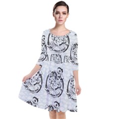 Monster Party - Hot Sexy Monster Demon With Ugly Little Monsters Quarter Sleeve Waist Band Dress by DinzDas