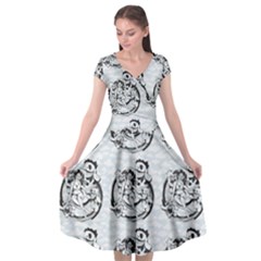 Monster Party - Hot Sexy Monster Demon With Ugly Little Monsters Cap Sleeve Wrap Front Dress by DinzDas
