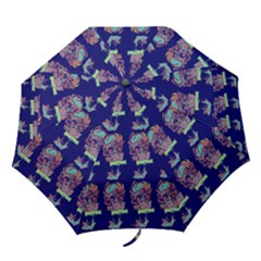 Jaw Dropping Horror Hippie Skull Folding Umbrellas by DinzDas