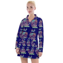 Jaw Dropping Horror Hippie Skull Women s Long Sleeve Casual Dress by DinzDas