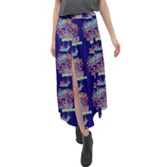 Jaw Dropping Horror Hippie Skull Velour Split Maxi Skirt by DinzDas