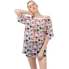 Adorable Seamless Cat Head Pattern01 Oversized Chiffon Top by TastefulDesigns