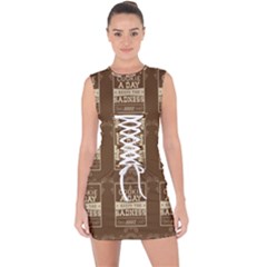 A Cookie A Day Keeps Sadness Away Lace Up Front Bodycon Dress by DinzDas